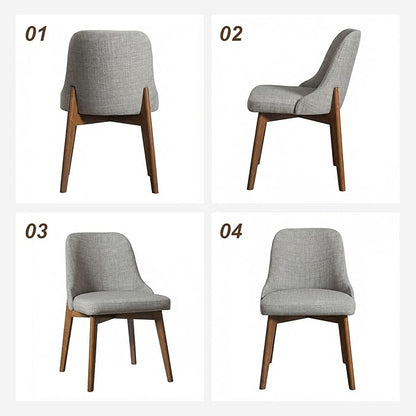 Casaphoria Set of 2 Upholstered Dining Chairs, Light Grey Fabric Kitchen Chairs with Walnut Wood Legs, Modern Accent Chairs for Dining Room, Living Room or Kitchen