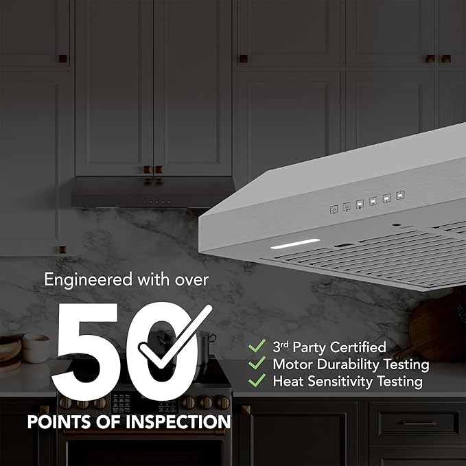 Broan-NuTone Glacier 36-Inch 490 MAX Blower CFM 1.0 Sones Stainless Range Hood