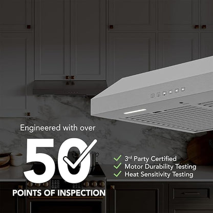 Broan-NuTone Glacier 36-Inch 490 MAX Blower CFM 1.0 Sones Stainless Range Hood