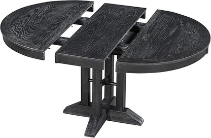 Ball & Cast Farmhouse Extendable Dining Table for 4-6, 42"-56" Extendable Kitchen-Table with a 14" Leaf, Round Ellipse Retro Wood Dining Room-Table w/Removable Leaves,Space Saving, Espresso