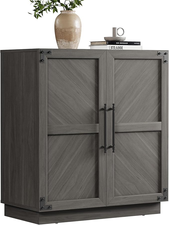 SICOTAS Sideboard Buffet Cabinet with Storage, Farmhouse Credenza with Doors & Adjustable Shelves, Storage Cabinet for Living Room, Entryway