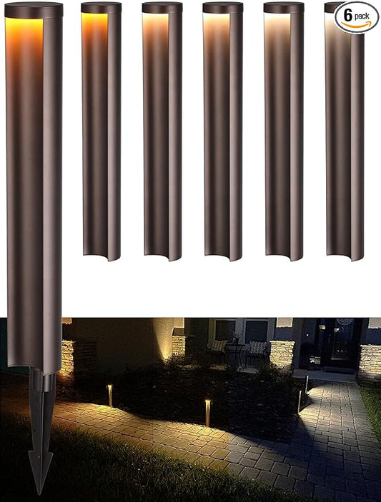 LEONLITE 5CCT Low Voltage Landscape Lights, 5W Anti-Glare LED Pathway Lights, Die-Casted Aluminum Housing, IP65 Waterproof for Outdoor Path Sidewalk Walkway, 1800K-5000K, ETL, Pack of 6