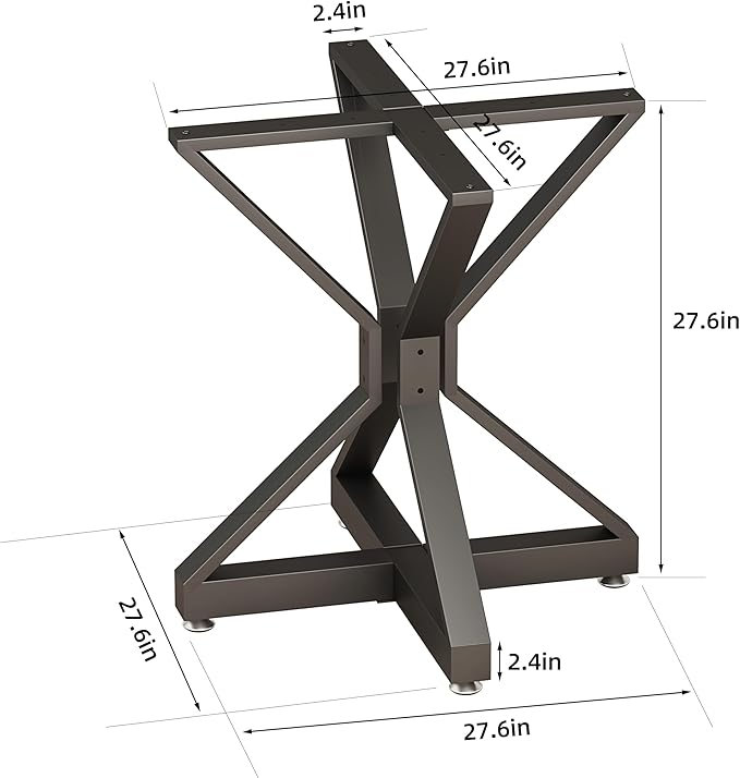 28In Modern Table Base Metal Pedestal Dinning Table Legs with Suction Cups, Heavy Duty Desk Base for Marble,Glass,Wood Top