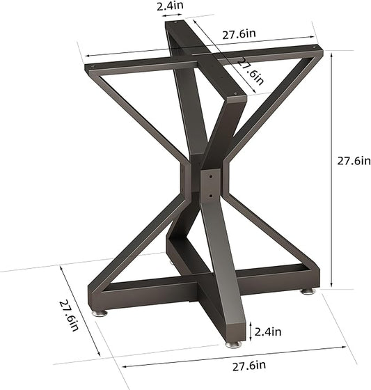 28In Modern Table Base Metal Pedestal Dinning Table Legs with Suction Cups, Heavy Duty Desk Base for Marble,Glass,Wood Top