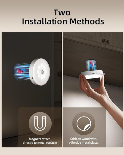 EZVALO 6-Pack Under Cabinet Lighting, Rechargeable Motion Sensor Puck Light with Remote, 3 Color Temps &12 RGB Colors, Magnetic Stick on Light, Dimmable Under Counter Light for Kitchen, Home Decor