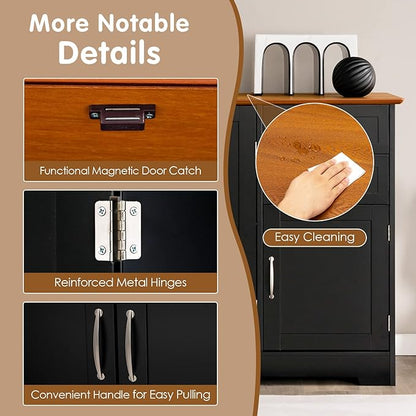 PETSITE Buffet Cabinet, Kitchen Sideboard with Storage Cabinets & Drawers, Adjustable Shelf, Modern Credenza Coffee Bar Server Console Table Cupboard for Entryway Living Dining Room