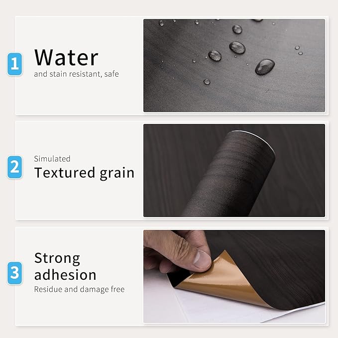 Art3d Self-Adhesive Contact Paper Countertops (200"x24", Glossy Walnut 1)