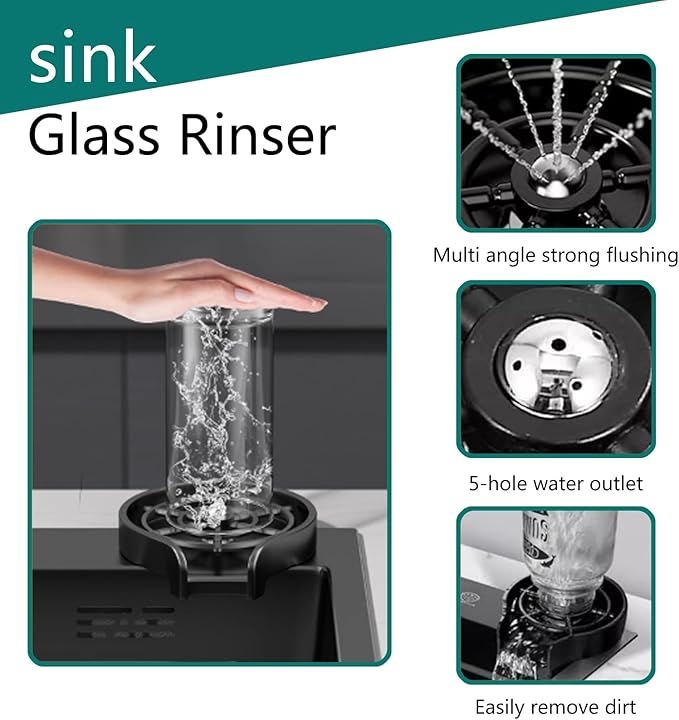 Black Kitchen Sink with Faucet, Top Mount/Drop-In 3 Hole Single Bowl Stainless Steel Sink with Cup Washer, Soap Dispenser, Drainage kit for Bar, Kitchen, Balcony (19.7 * 17.7in)