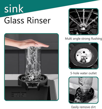 Black Kitchen Sink with Faucet, Top Mount/Drop-In 3 Hole Single Bowl Stainless Steel Sink with Cup Washer, Soap Dispenser, Drainage kit for Bar, Kitchen, Balcony (19.7 * 17.7in)