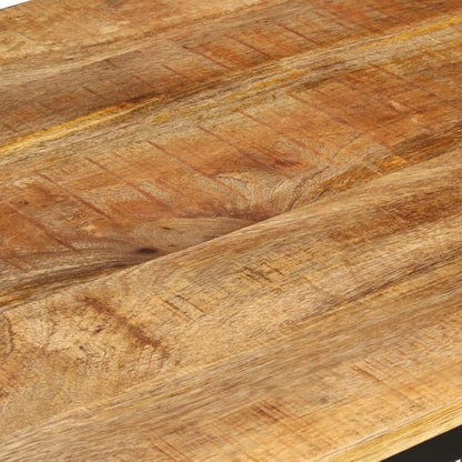 43.3 x 26.4 in Solid Mango Wood Dining Table, Industrial Rectangular Kitchen Table for 4, Polished Brown Modern Small Dining Room Furniture