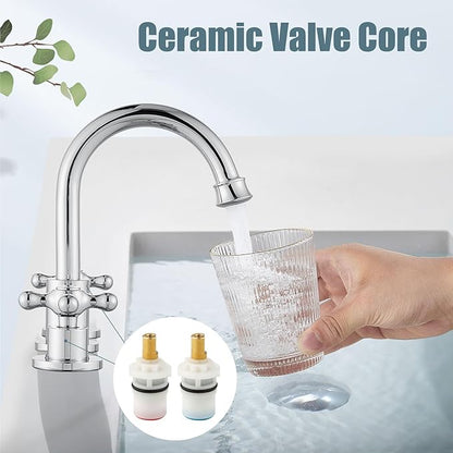 Aolemi 8 Inch 3 Holes Widespread Bathroom Sink Faucet Double Cross Handle SUS304 360 Degree Swivel Spout with Pop Up Drain Deck Mount Lavatory Mixer Tap Polish Chrome
