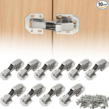 10PCS Soft Close Cabinet Hinge, No Pre-Drilled Cabinet Hinges, Surface Mount Kitchen Cabinet Hinges for Cabinet Doors with Screws