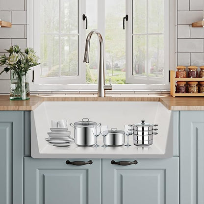 DeerValley Farmhouse Sink 30"x18" 10 inch Deep White Kitchen Sinks Fireclay Single Bowl Apron Front Lavabos de Cocina with Accessories