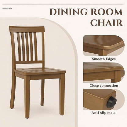 COLAMY Wooden Dining Chairs Set of 4, Spindle High Back Windsor Kitchen Side Chair, Farmhouse Dining Chairs for Kitchen and Dining Room, Light Brown