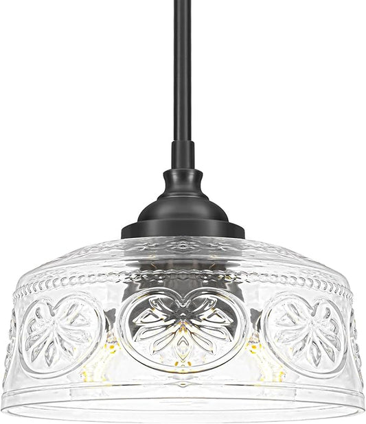 3-Light Adjustable Pendant Lights Kitchen Island, Black Metal & Clear Glass Ceiling Pendant Light, Vintage Drop Lights for Bathroom, Hallway, Convertible Ceiling Mount Or Hanging Fixture, 90°Swivel