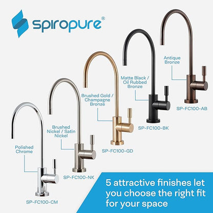 SpiroPure NSF-Certified Lead-Free Air Gap RO Faucet, Polished Chrome, Reverse Osmosis Replacement Water Filter Faucet, 3 Line Filtered Faucet, SP-FC100-CM