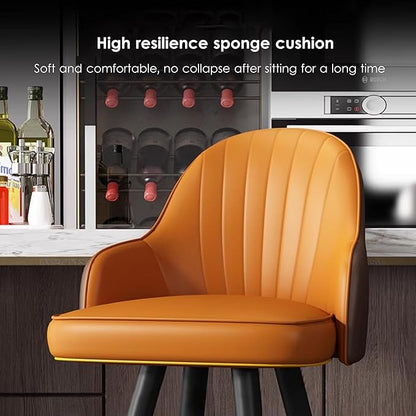 360° s, Leather Upholstered Counter Stools with Back and Footrest, Chairs for Home, Kitchen Island, Dining Room,Light Grey1+Dark Grey1-65CM