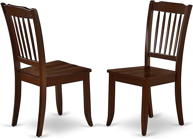 East West Furniture DAC-MAH-W Danbury Dining Room Chairs - Slat Back Solid Wood Seat Chairs, Set of 2, Mahogany