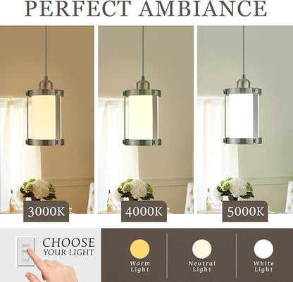 Brushed Nickel Pendant Lights Kitchen Island 3 Pack, Modern Kitchen Pendant Lighting Over Island with Milk Glass, Farmhouse Mini Hanging Light for Sink Dining Room, OS-3014-3PBN