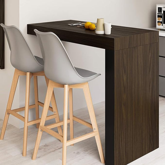 Mobili Fiver Evolution Tall Kitchen Bar Table Made in Italy | Space Saving, Wall-Mounted Counter Height Table for 4 | Breakfast Bar Table Top w/Cable Holder | Dark Walnut | 47,2 in x 23,6" in
