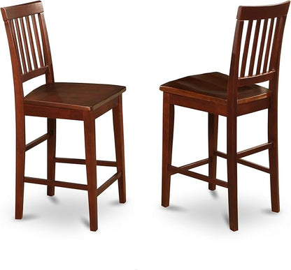 East West Furniture Vernon 11" Wood Counter Stools in Mahogany (Set of 2)