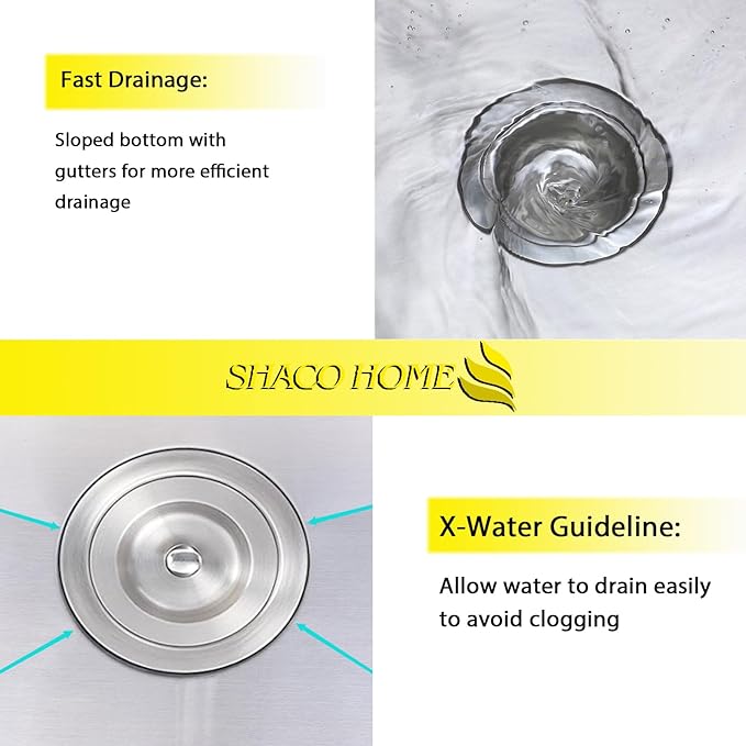 SHACO 25x18 Inch Drop In Kitchen Sink, 25 Inch Top Mount Stainless Steel Bar RV Laundry Utility Outdoor Sink, Brushed Nickel 16 Gauge Deep Small Kitchen Single Bowl