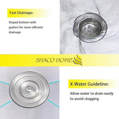 SHACO 25x18 Inch Drop In Kitchen Sink, 25 Inch Top Mount Stainless Steel Bar RV Laundry Utility Outdoor Sink, Brushed Nickel 16 Gauge Deep Small Kitchen Single Bowl