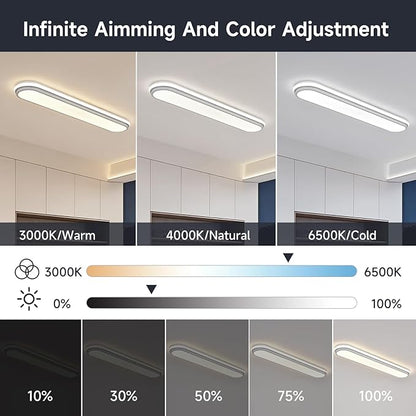 Smart LED Ceiling Light,36.2In Dimmable Modern Metal Linear LED Ceiling Lamp,Flush Mount Wraparound Shape Lighting Fixture with Remote Control for Kitchen Dining Room & Laundry 55W