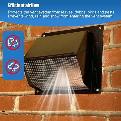10 Inch Wall Vent Cap for Microwave Kitchen Range Hood Exhaust for 3-1/4"x10" Rectangular Duct Exhaust Vent Cap with Damper and Screen for Range Hood Kitchen Dryer Bath, Black