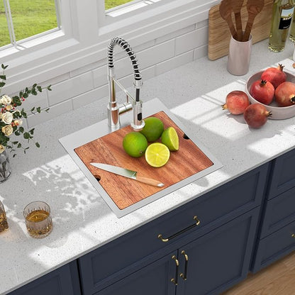 18 Outdoor Kitchen Sink - Beslend 18x18 Outdoor Sink Bar Sink RV Sinks Drop In, Topmount Stainless Steel Kitchen Sinks Wet Bar Sinks Workstation 16 Gauge Single Bowl Above Counter Indoor Outdoor