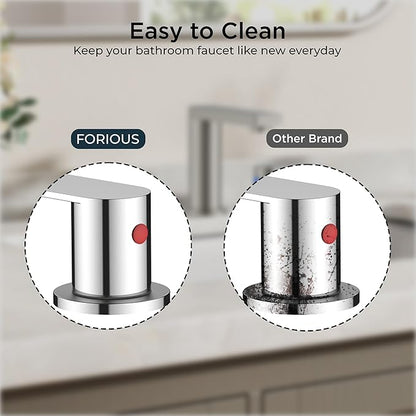 FORIOUS Chrome Bathroom Faucets 3 Hole, 8 Inch Widespread Bathroom Sink Faucet with Pop-up Drain and Cupc Supply Lines, 2-Handle for Vanity, Hotel