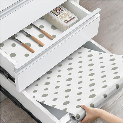 Drawer and Shelf Liner, Non-Slip Kitchen Cabinet Liners Non-Adhesive Thick Strong Grip Waterproof Washable Mats Protect Dresser Shelves Cupboard Bathroom Cabinets, Polka Dot, 12 in X 20 FT
