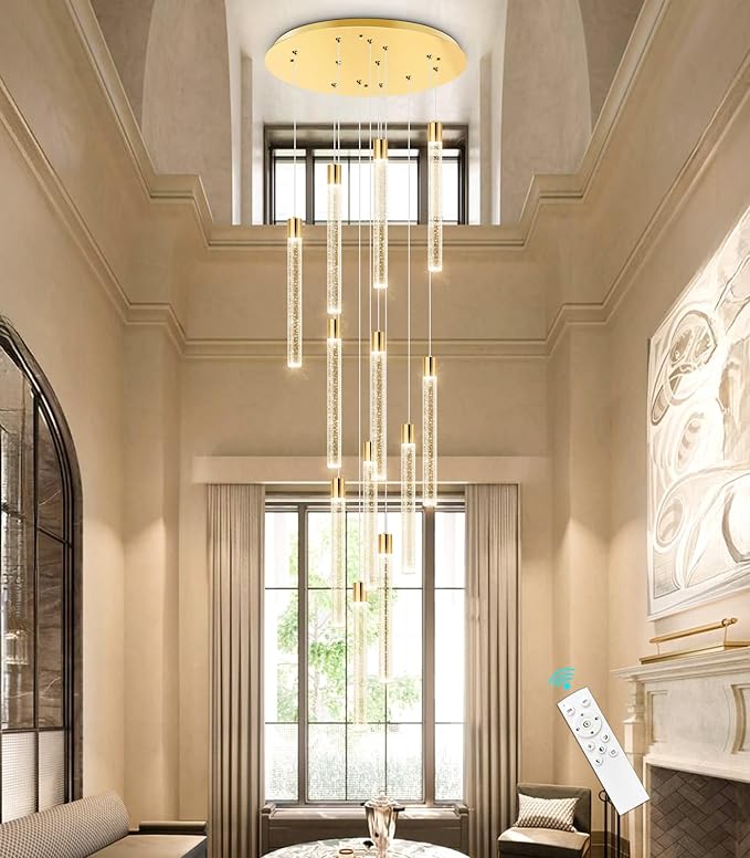 Modern Chandelier for Staircase Modern LED Chandelier Crystal Chandelier Dimmable Pendant Lights for High Ceiling Chandelier Light Fixture