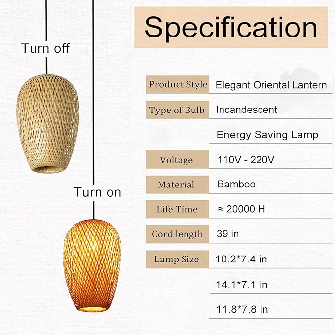 Bamboo Pendant Lights, 3 Headlights E26 E27 Retro Rustic Bamboo Wicker Rattan Woved Chandelier Lamp Shade Light Fixture Ceiling Hanging Light for Bedroom Restaurant Cafe Farmhouse Teahouse Bar Club