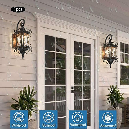 Outdoor Wall Light Fixtures, IP55 Waterproof Outside Wall Lantern Retro Exterior Wall Sconces Vintage Wall-Mounted Lights for Garage House Porch Doorway, E26 w/o Bulb