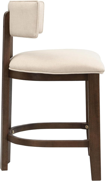 Christopher Knight Home Minso Bar Table and Chairs Set of 2, 3 Piece Bar Table Set with Upholstered Counter Stool, Rubberwood Counter Height Dining Set for 2, Walnut+Beige