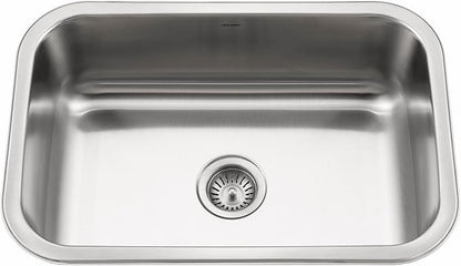 Houzer Medallion Designer Stainless Steel Kitchen Sink: 27 Inch Undermount Single D Bowl Sink with Strainer, Durable & Versatile, Essential for Home & Apartment: MS-2700-1