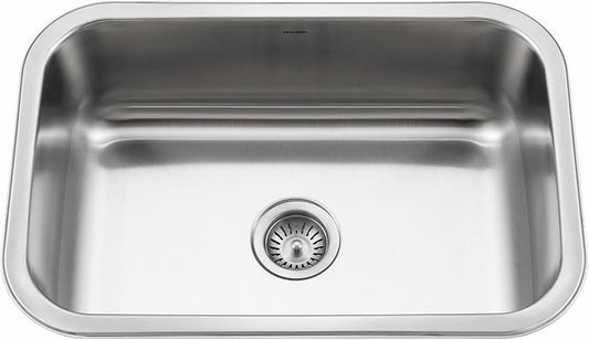 Houzer Medallion Designer Stainless Steel Kitchen Sink: 27 Inch Undermount Single D Bowl Sink with Strainer, Durable & Versatile, Essential for Home & Apartment: MS-2700-1