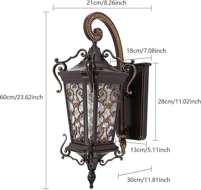 Outdoor Wall Light Fixtures, IP55 Waterproof Outside Wall Lantern Retro Exterior Wall Sconces Vintage Wall-Mounted Lights for Garage House Porch Doorway, E26 w/o Bulb
