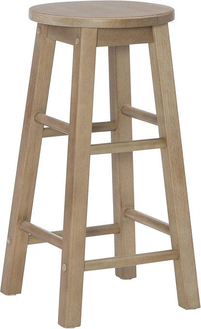Linon Zeke Grey Wash 24" Counter Stool with Round Seat