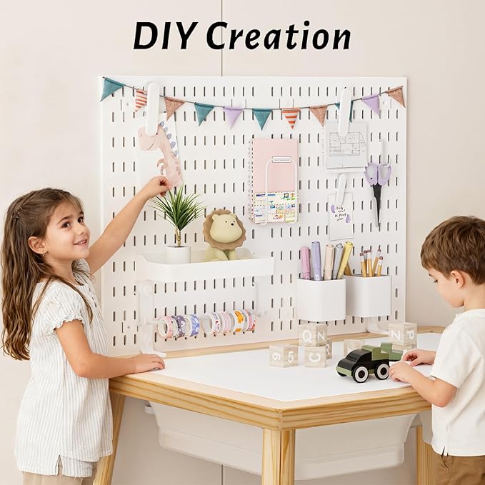 Easyego Sensory Table for Toddlers Kids Play Wooden Sand Water Table with Can DIY Creation Pegboard & Foldable Storage Bins for Indoor and Outdoor Use, Birthday Gifts for Boys and Girls - Wood Color