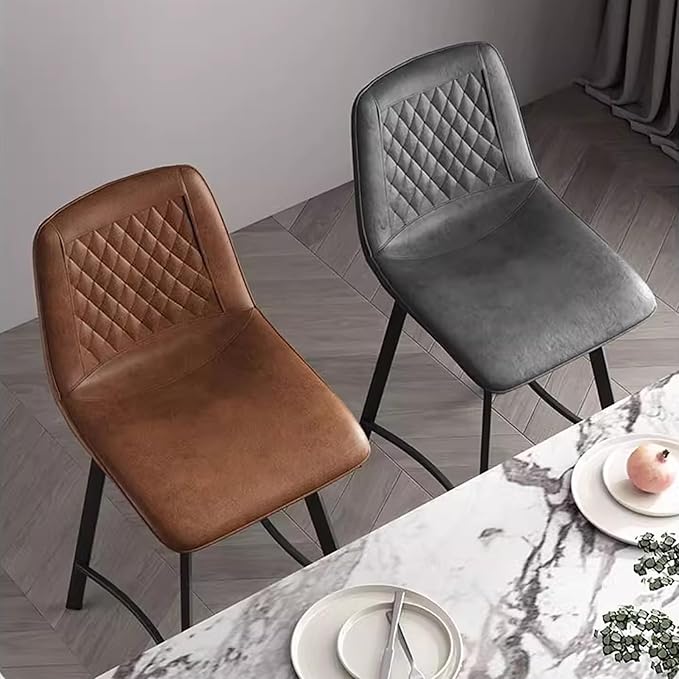 Faux Leather Counter Height Stools with Back, Upholstered Chairs for Kitchen Island Dining,Grey-Sitting Height 75cm