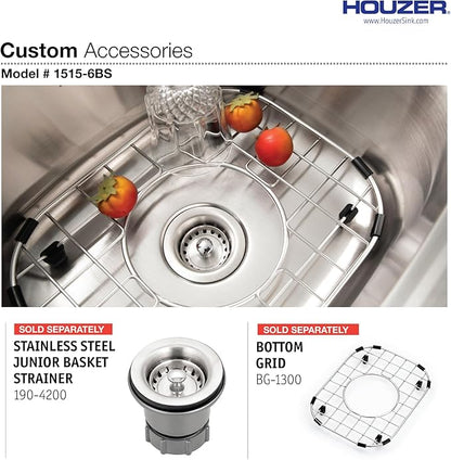 Houzer Hospitality Stainless Steel Kitchen Bar & Prep Sink - 18 Inch Drop-In Topmount Round Sink for Bar & Kitchen, Durable & Versatile, Nested 40-Pack - 1515-6BS-40