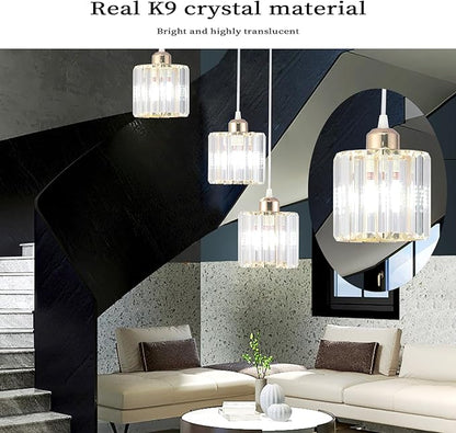 High Ceilings Long Chandeliers Modern Crystal Pendant Light Raindrop Drop Lamp Hanging Chandeliers Flush Mount Lighting Fixtures for Staircase Foyer Entryway Gold 9 Lights