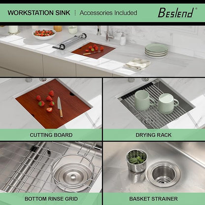 17 Undermount Kitchen Sink - Beslend Under Counter Ledge Workstation Undermount Bar Sinks Stainless Steel 16 Gauge Single Bowl Stages 10 Inch Deep Rv Wet Bar Outdoor Camper Prep Sink 17x19 Inch