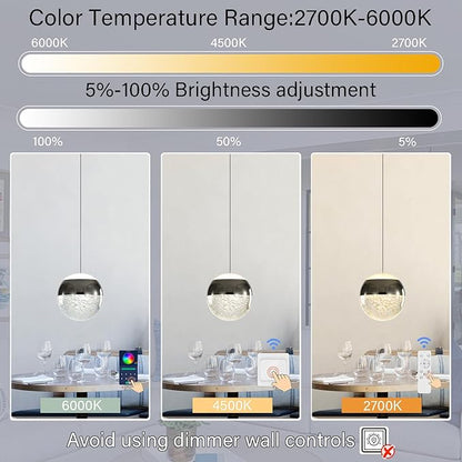 Modern Crystal Chandelier Black Globe Pendant Light Fixture, Mini Globe Ceiling Hanging Light Fixture for Living Room Bedroom Kitchen