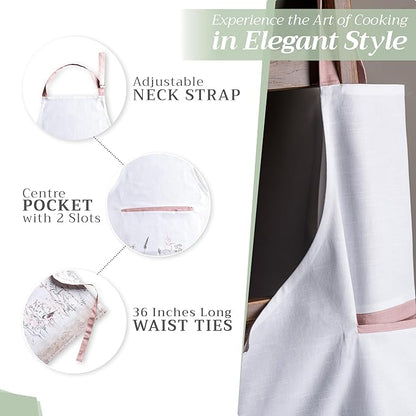 Maison d' Hermine 100% Cotton Apron for women with Pocket Kitchen Chef Apron for Men Cooking Mothers Day Gifts