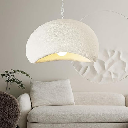 Wabi Sabi Pendant Lights,19.7in White Modern Pendant Light Resin Hanging Lamp Kitchen Island Lighting Modern Japandi Chandelier for Dining Room Hallway Restaurant Foyer