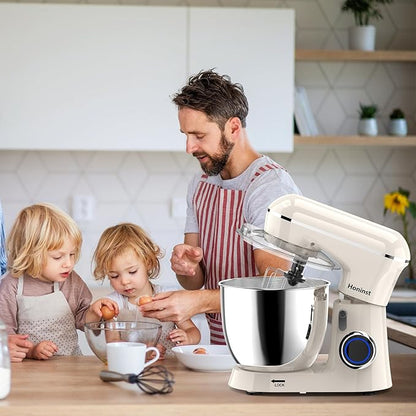 Honinst Stand Mixer, 6.5QT 10-Speed Tilt-Head Electric Stand Mixer, 3-In-1 Kitchen Mixer with Bowl, Dough Hook, Whisk and Beater, Food Mixer for Baking, Cake and Most Home Cooks, Beige