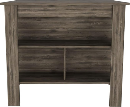 Kitchen Island Kitchen Table 35" H Four Legs with 3 Open Storage Shelves Wide Top for Meal Prep Spacious Leg Room Practical(Gray)